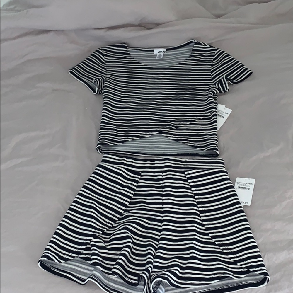 Abound navy evening 2 piece crop top and shorts